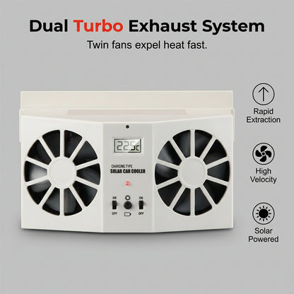 🚗Solar Powered Car Exhaust Fan– Dual Turbo Ventilation & Temperature Display☀️