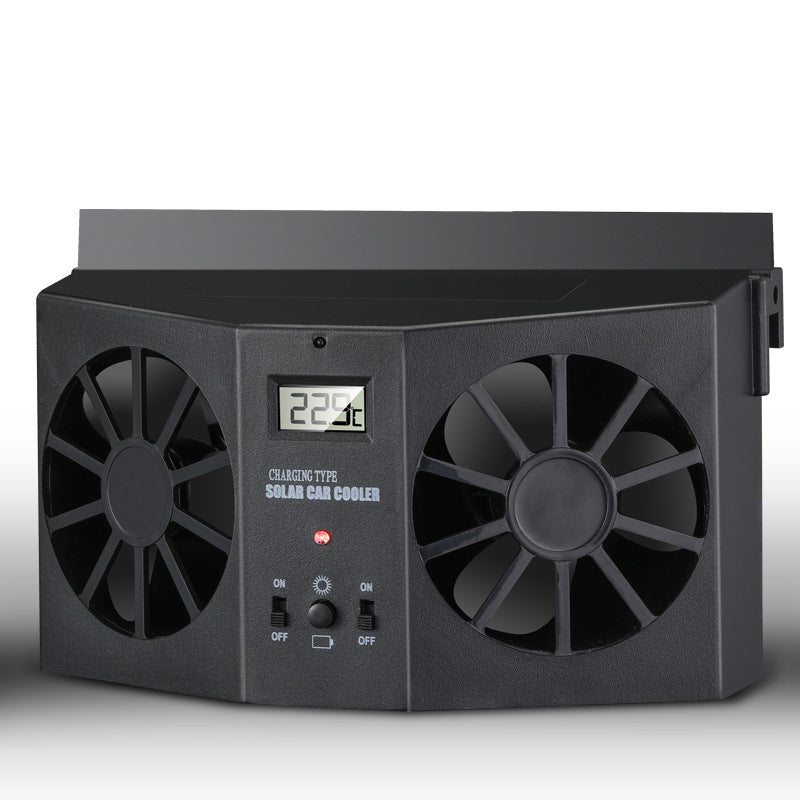 🚗Solar Powered Car Exhaust Fan– Dual Turbo Ventilation & Temperature Display☀️