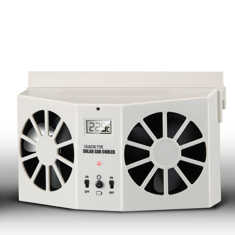 🚗Solar Powered Car Exhaust Fan– Dual Turbo Ventilation & Temperature Display☀️