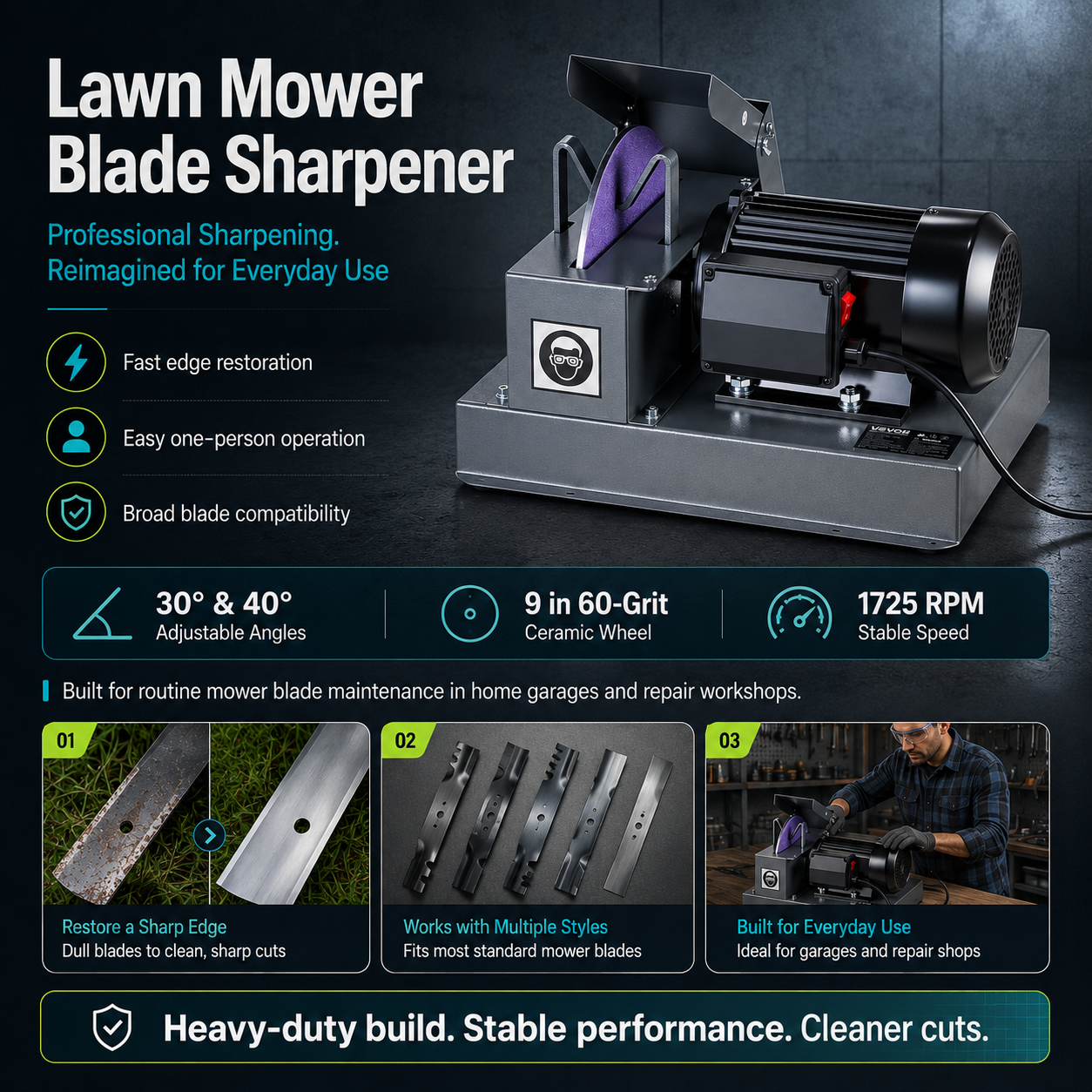 Electric Lawn Mower Blade Sharpener Adjustable