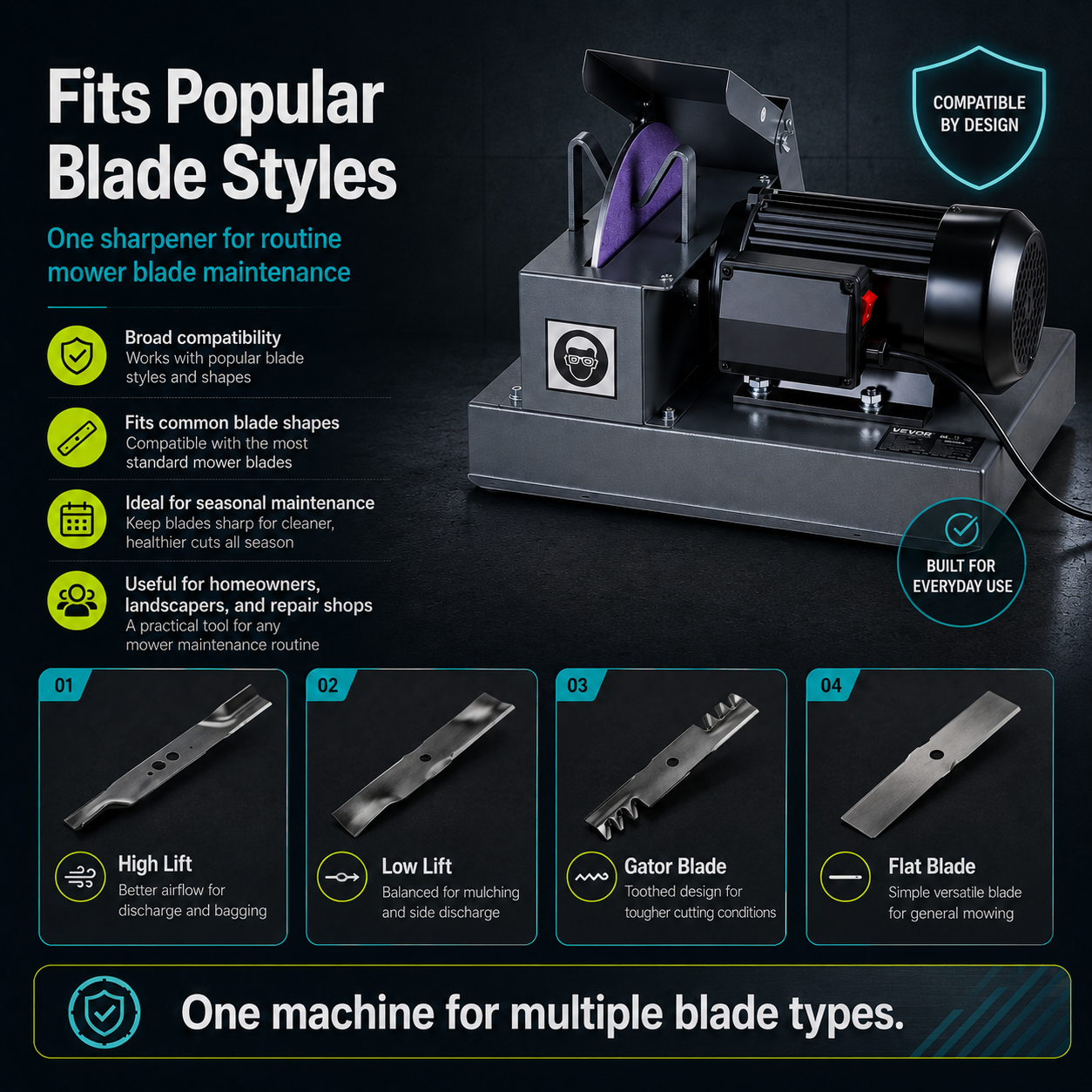 Electric Lawn Mower Blade Sharpener Adjustable